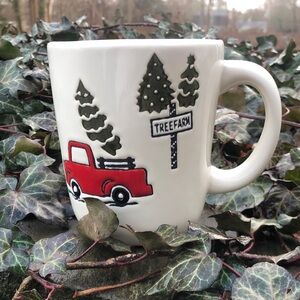 Creative Co-Op Red and Green Tree Farm Mug